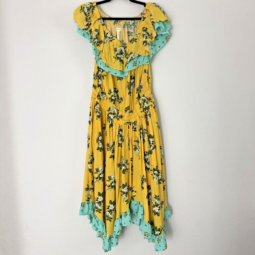 Matilda Jane Hooked on a Feeling Midi Dress Off Shoulder Large Ruffle Garden - Picture 2 of 9